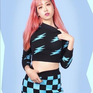 Haley Elsaesser Black Lightning Crop Sweater